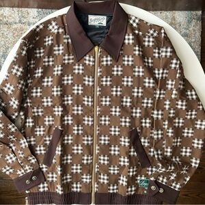 Bogey Boys Men’s Big Check Full Zip Jacket Brown Size Large NWOT